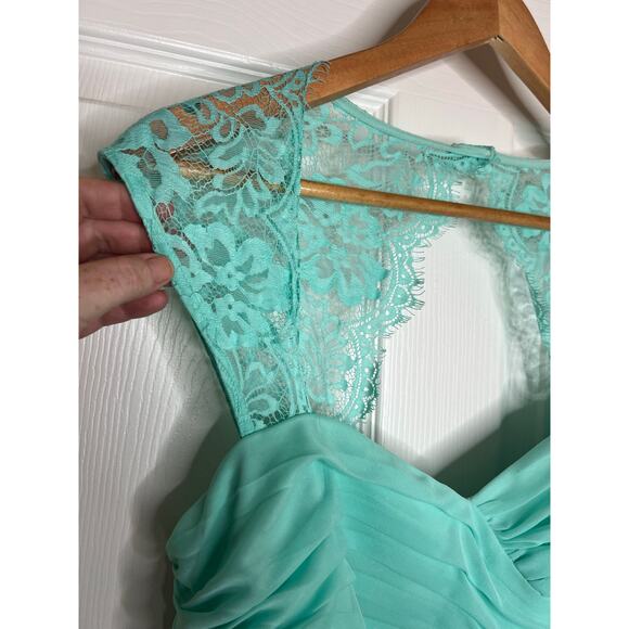Scarlett Women's Mint Dress Lace Detail Sleeves Pleated Bridesmaid Size 16 - Picture 5 of 15